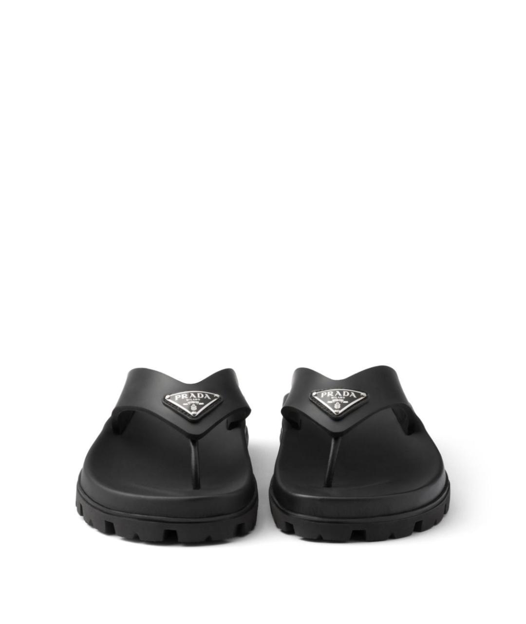 PRADA Черные резиновые шлепанцы, фото 3