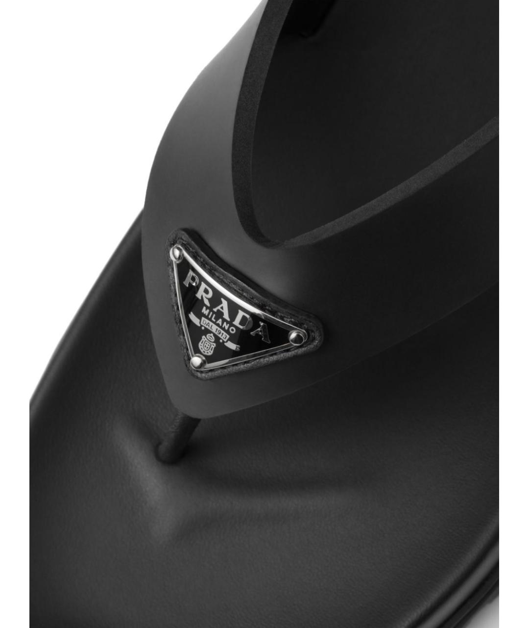 PRADA Черные резиновые шлепанцы, фото 4