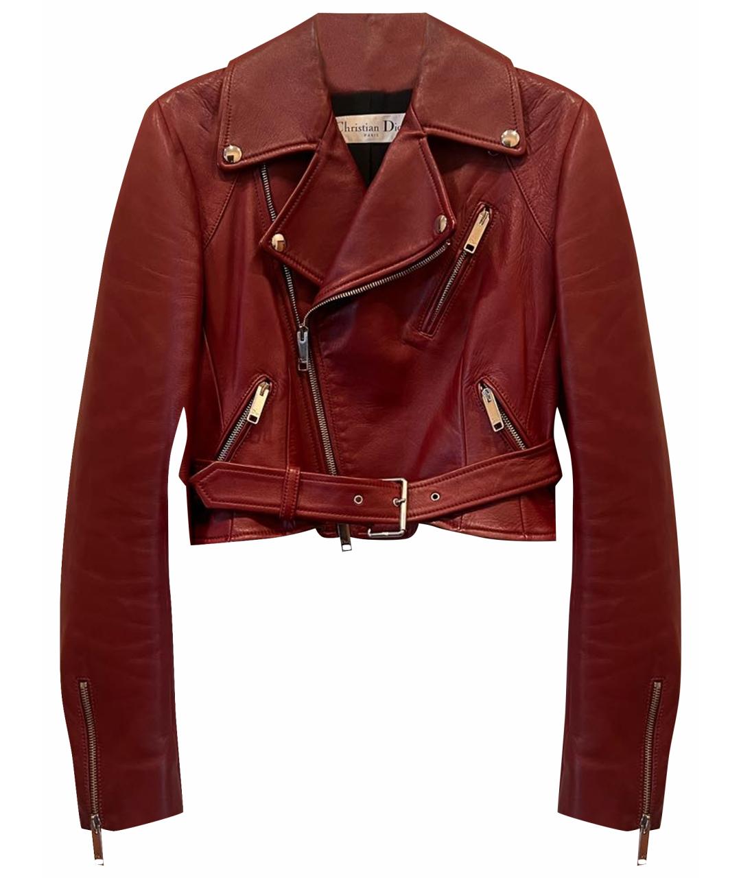 CHRISTIAN DIOR Бордовая кожаная куртка, фото 1