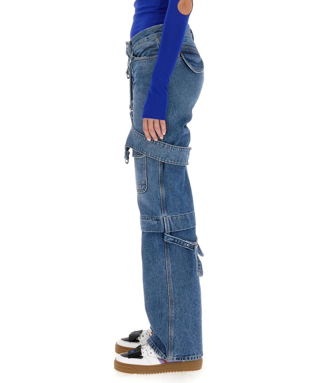 OFF-WHITE Синие хлопковые прямые джинсы, фото 5