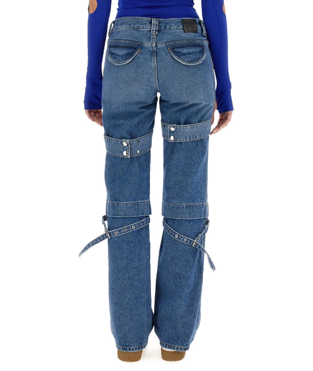 OFF-WHITE Синие хлопковые прямые джинсы, фото 4
