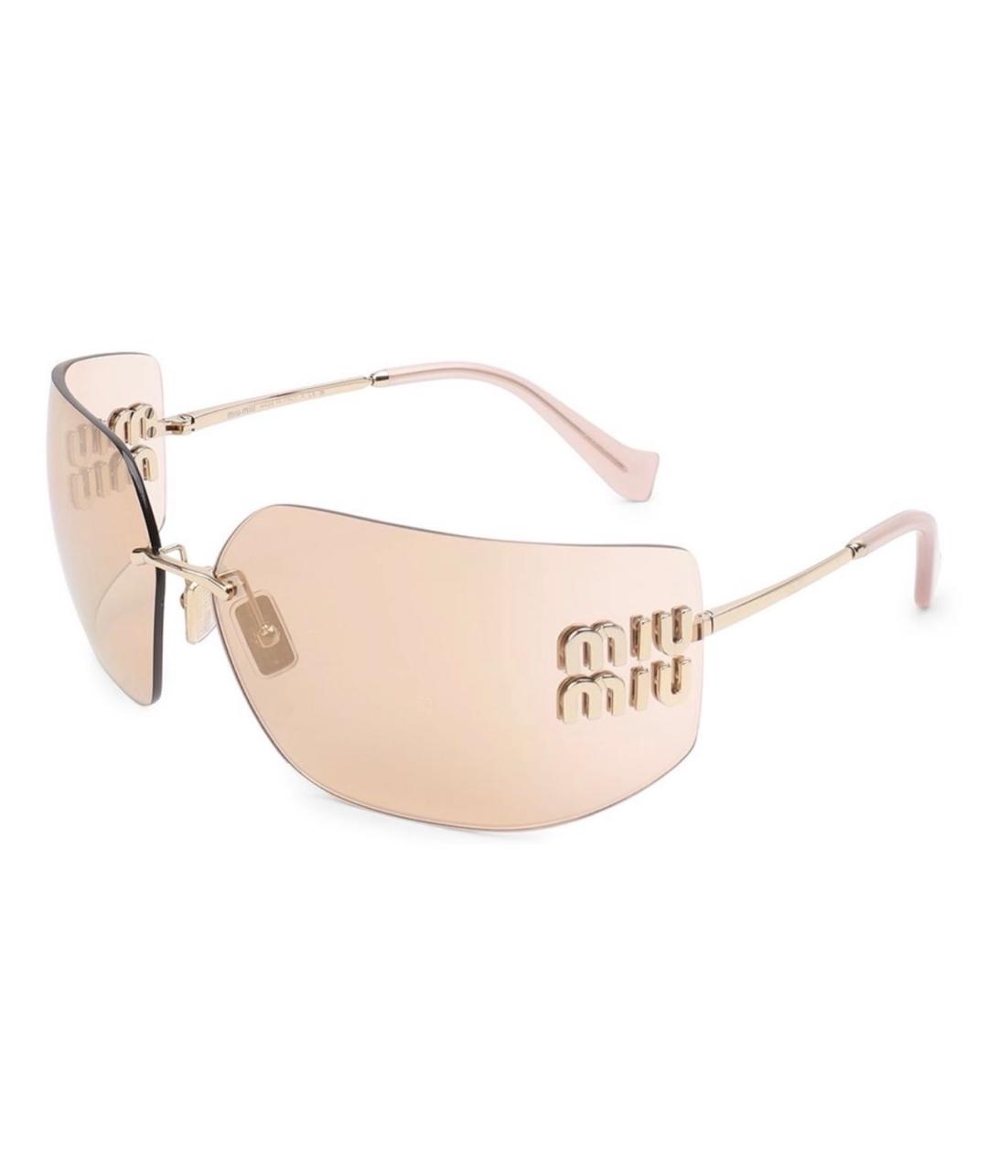 MIU MIU Золотые металлические солнцезащитные очки, фото 1