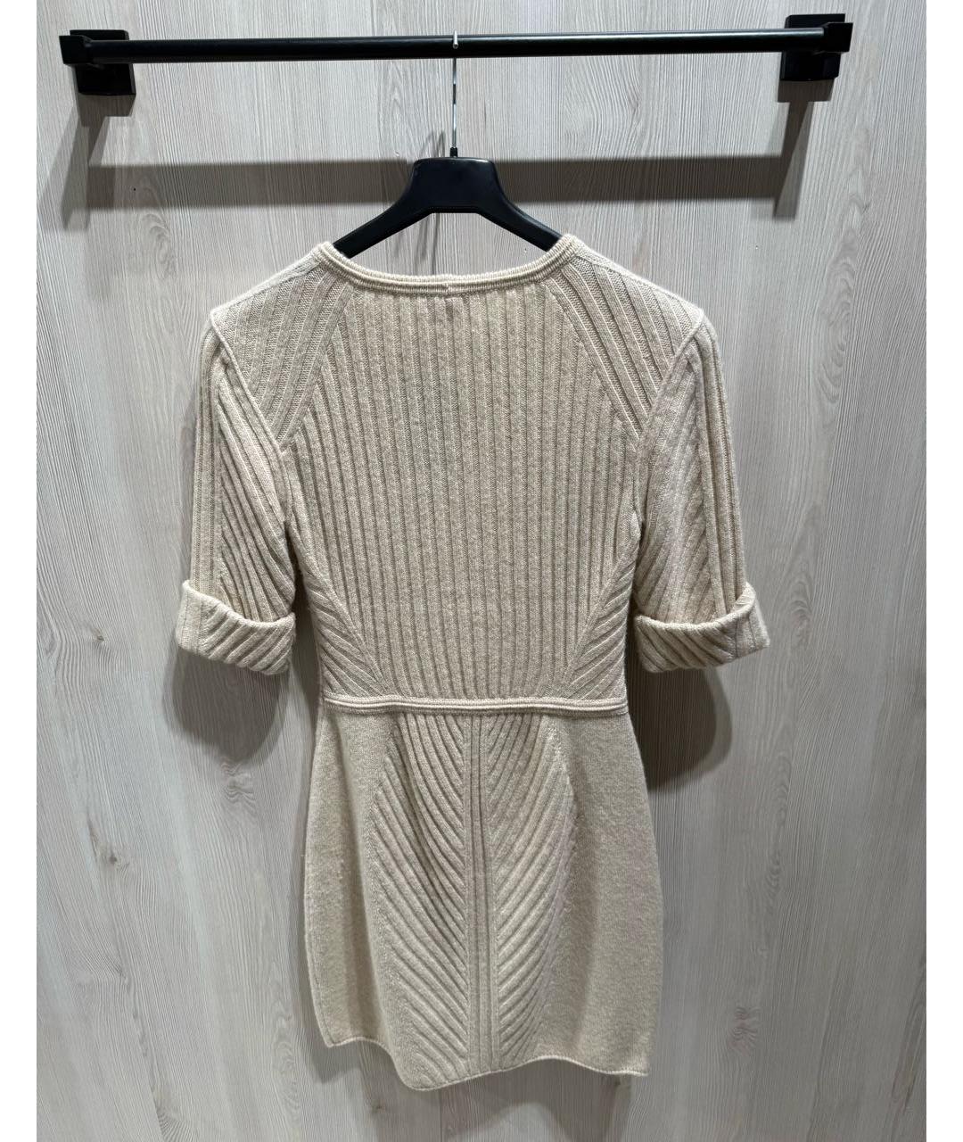 FENDI Бежевое кашемировое повседневное платье, фото 4