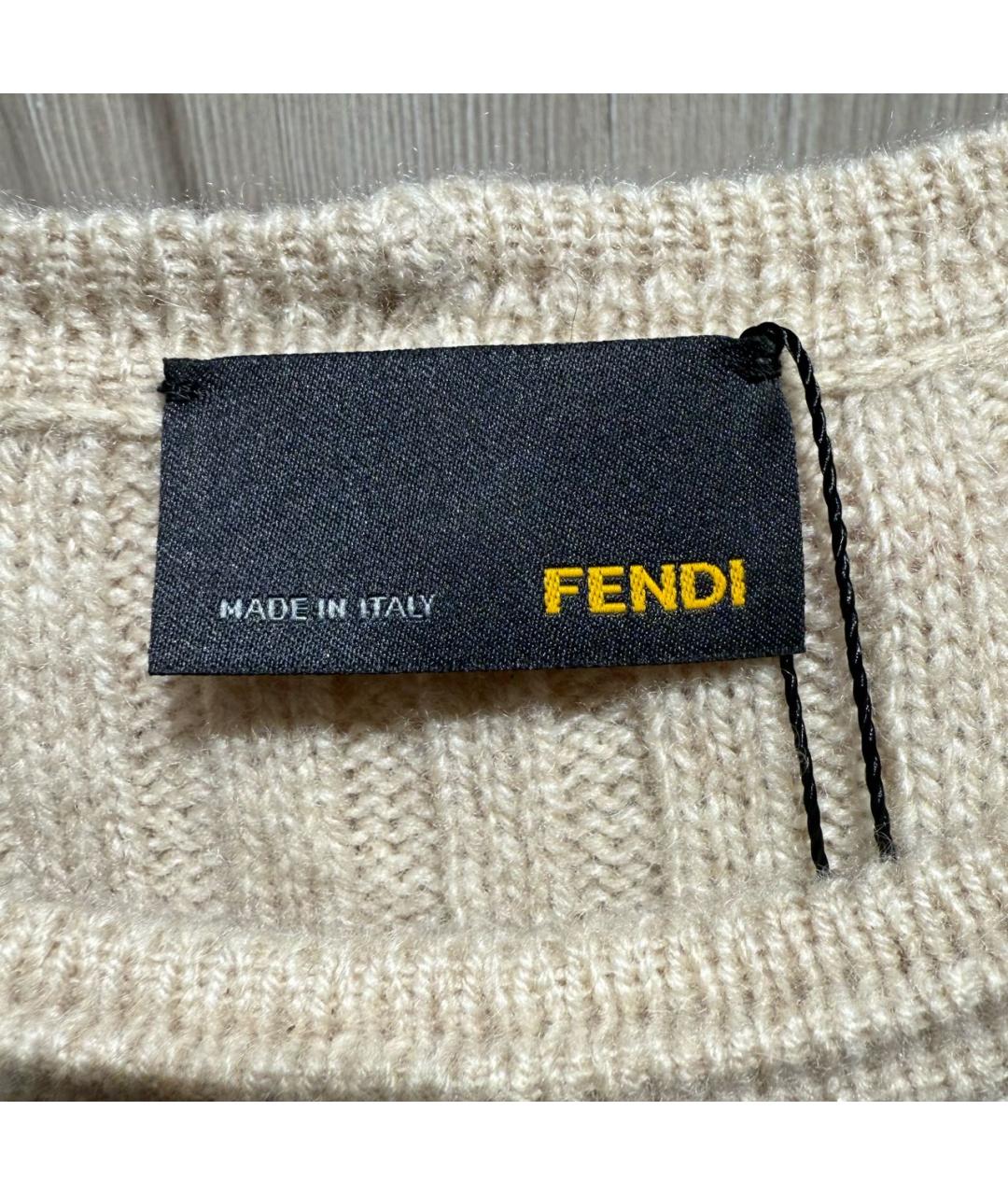FENDI Бежевое кашемировое повседневное платье, фото 5