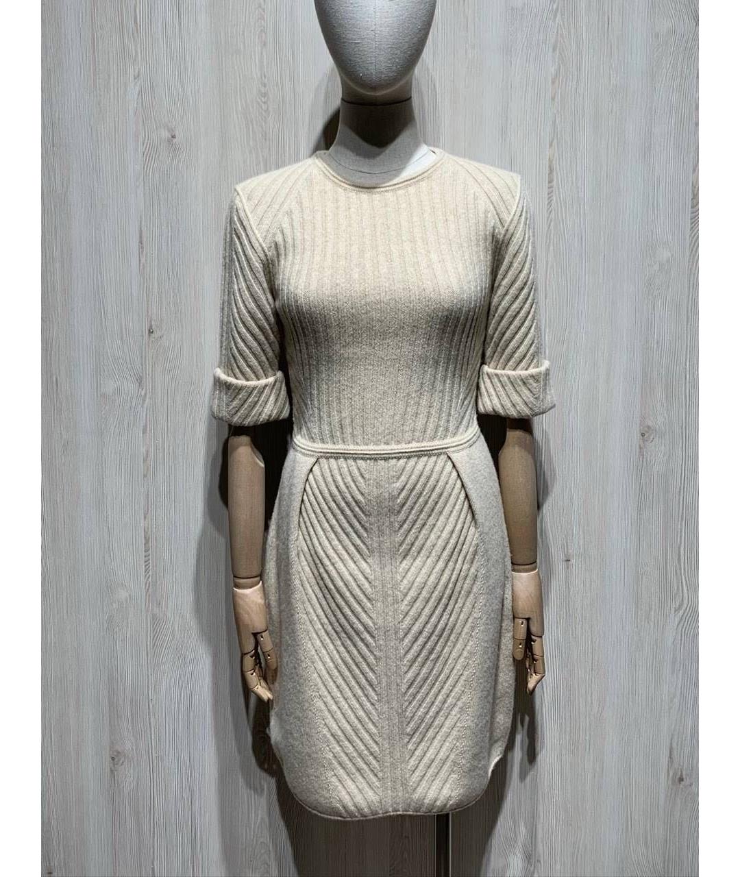 FENDI Бежевое кашемировое повседневное платье, фото 8