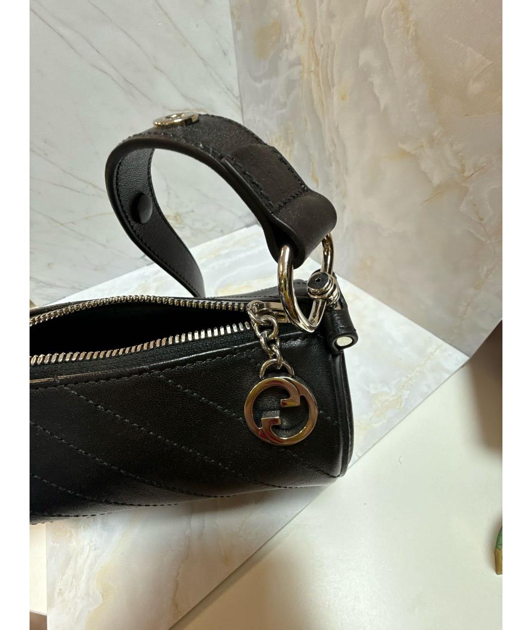 GUCCI Черная кожаная сумка с короткими ручками, фото 5