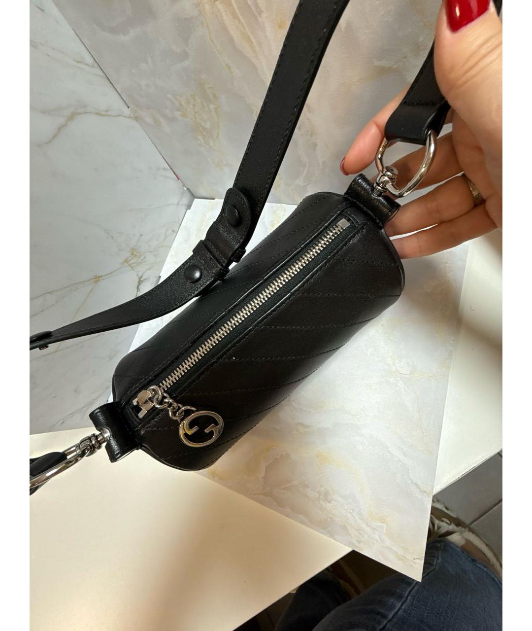 GUCCI Черная кожаная сумка с короткими ручками, фото 3