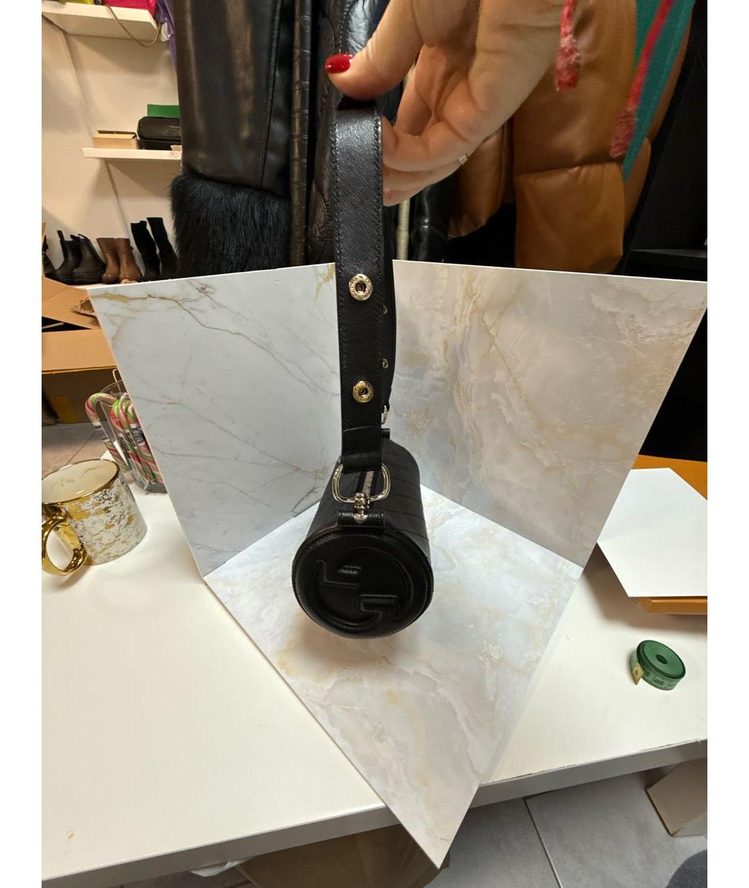 GUCCI Черная кожаная сумка с короткими ручками, фото 2