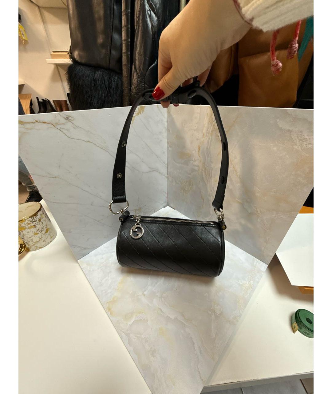 GUCCI Черная кожаная сумка с короткими ручками, фото 8