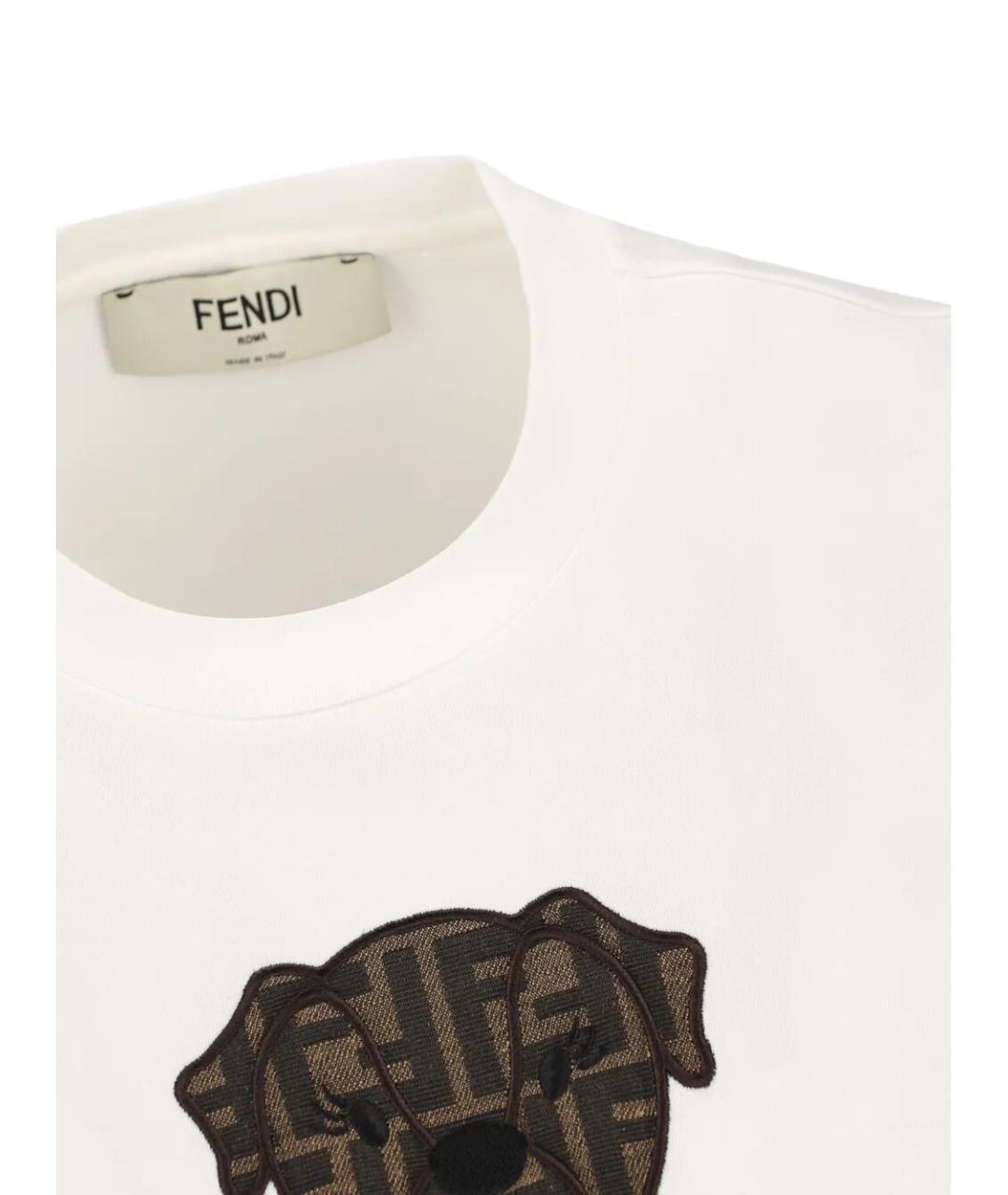 FENDI Белая хлопковая футболка, фото 3