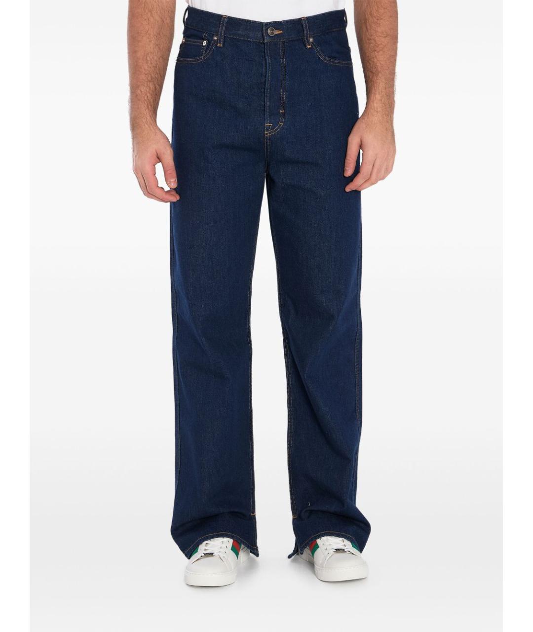 GUCCI Синие хлопковые прямые джинсы, фото 5