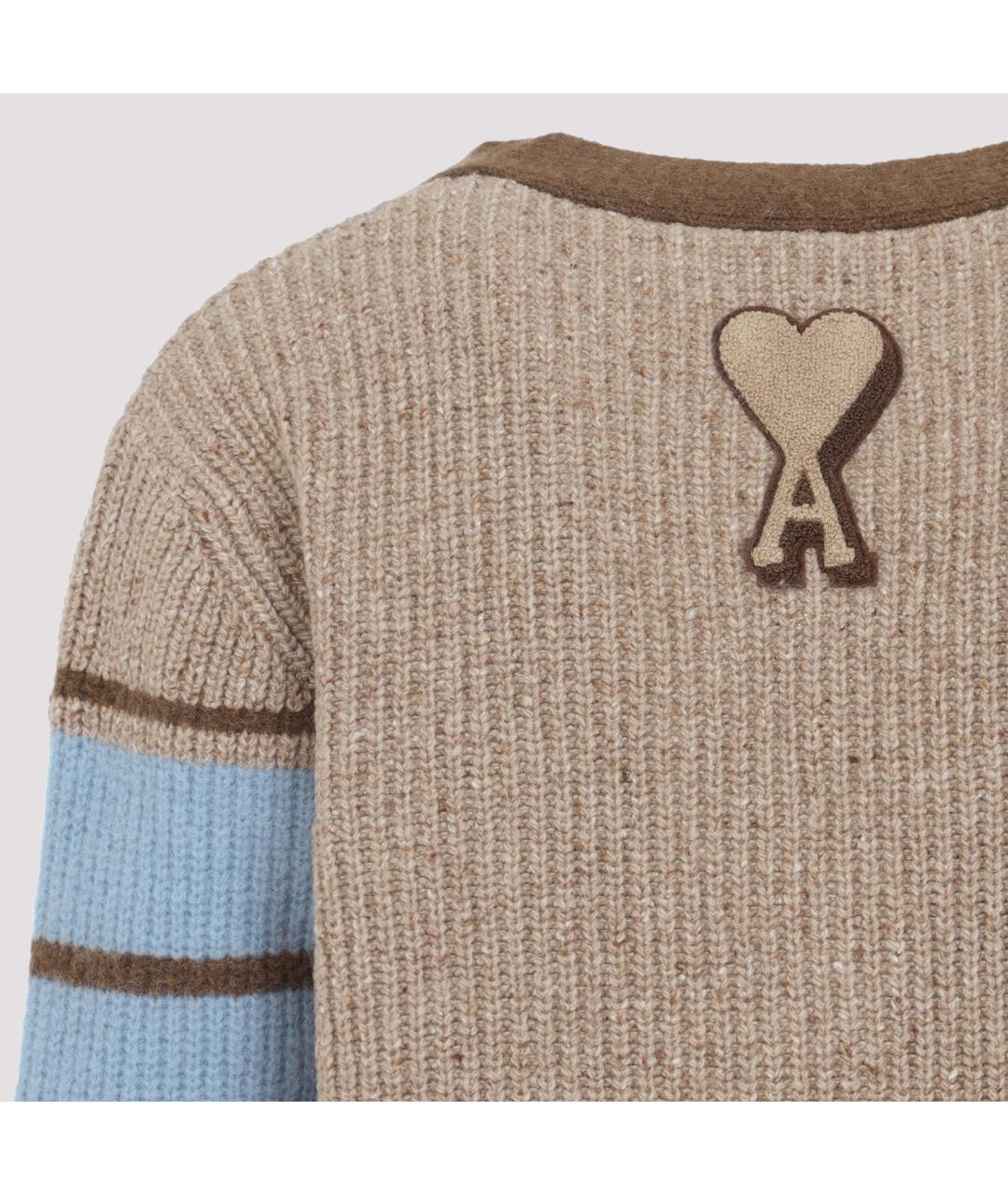 Ami Paris Бежевый шерстяной кардиган, фото 4