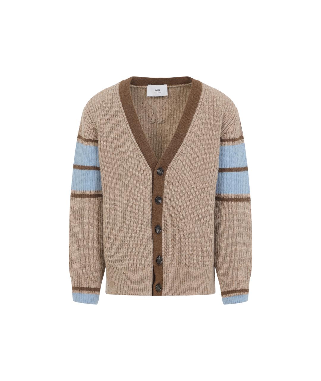 Ami Paris Бежевый шерстяной кардиган, фото 1