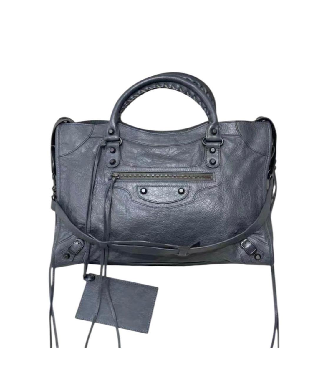 BALENCIAGA Серая кожаная сумка с короткими ручками, фото 9