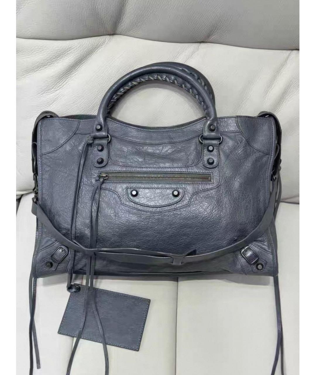 BALENCIAGA Серая кожаная сумка с короткими ручками, фото 2