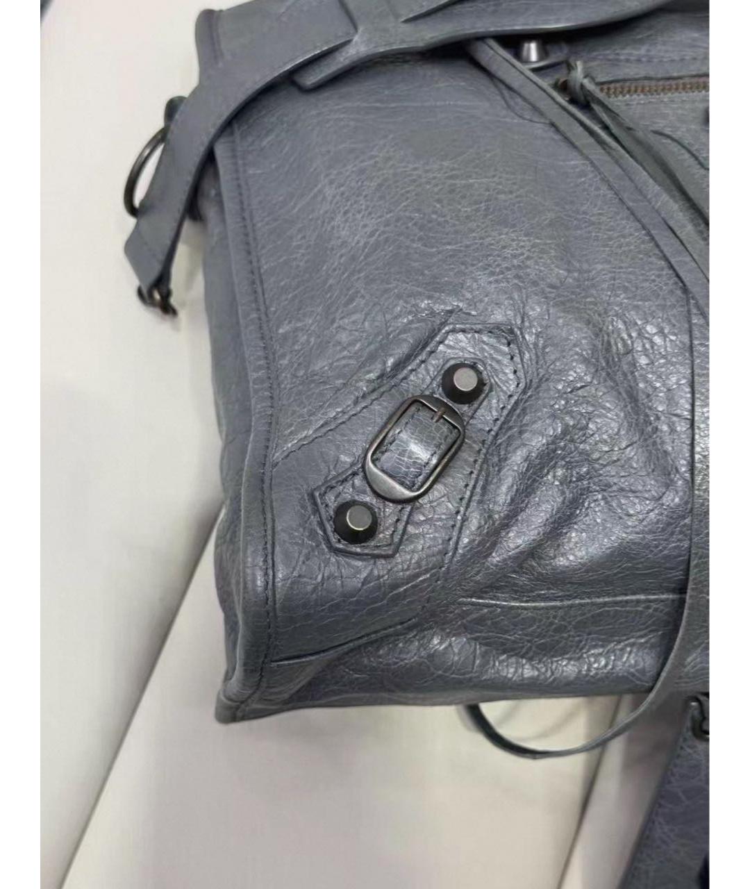 BALENCIAGA Серая кожаная сумка с короткими ручками, фото 7