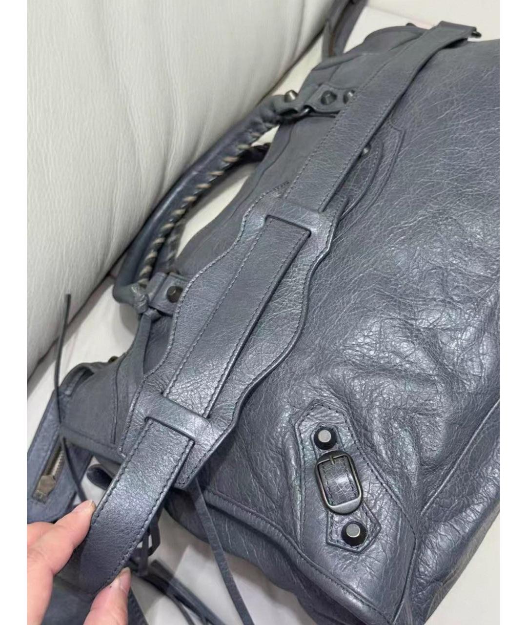 BALENCIAGA Серая кожаная сумка с короткими ручками, фото 6