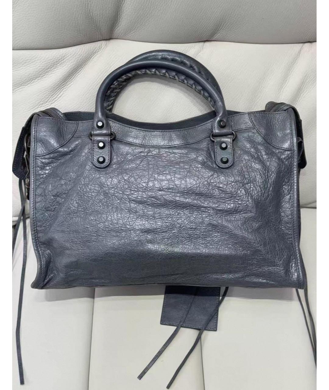 BALENCIAGA Серая кожаная сумка с короткими ручками, фото 3