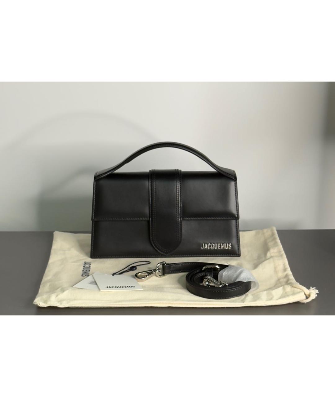 JACQUEMUS Черная кожаная сумка с короткими ручками, фото 6