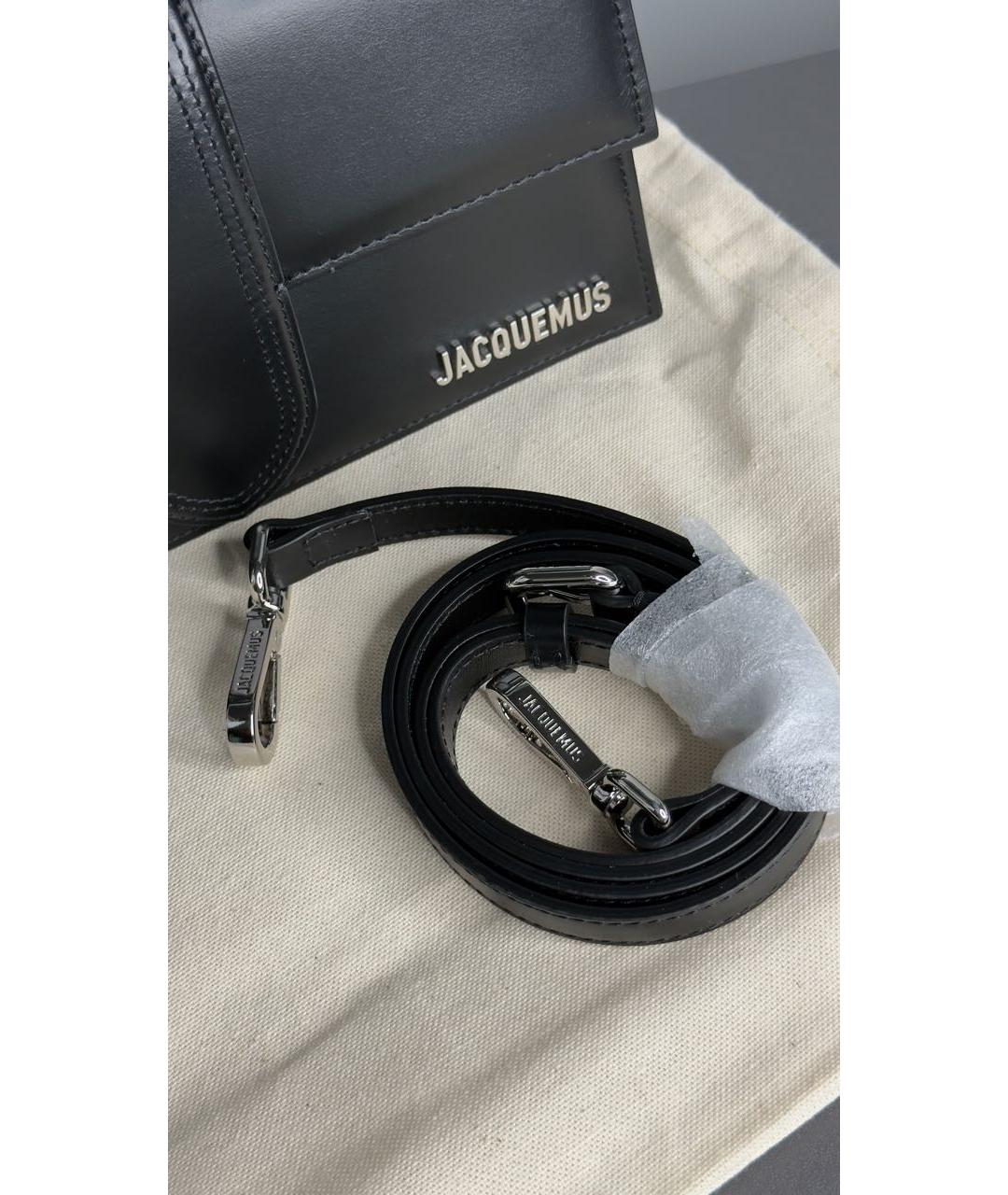 JACQUEMUS Черная кожаная сумка с короткими ручками, фото 5