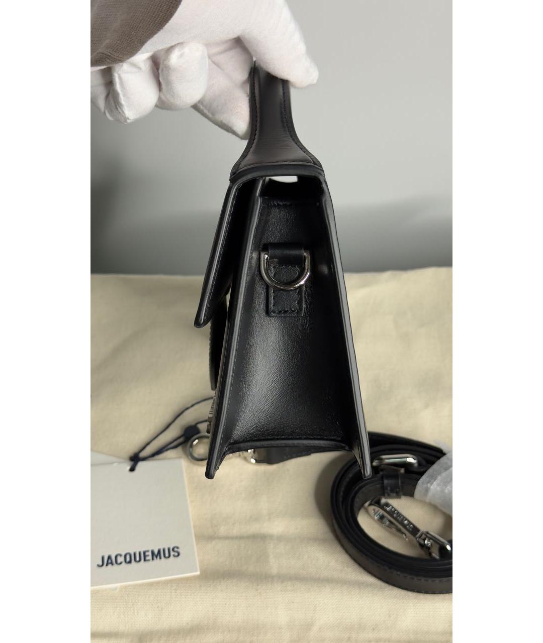 JACQUEMUS Черная кожаная сумка с короткими ручками, фото 7