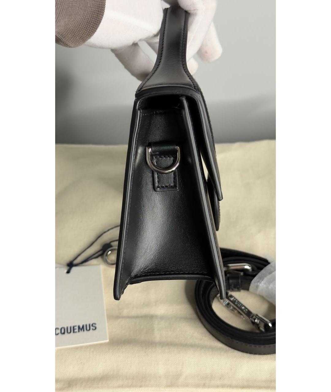 JACQUEMUS Черная кожаная сумка с короткими ручками, фото 8
