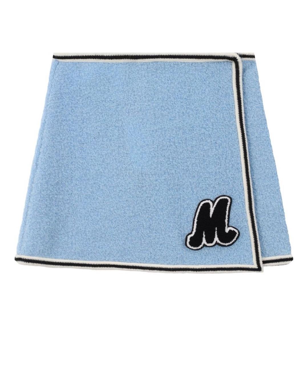 MIU MIU Голубая шерстяная юбка мини, фото 1