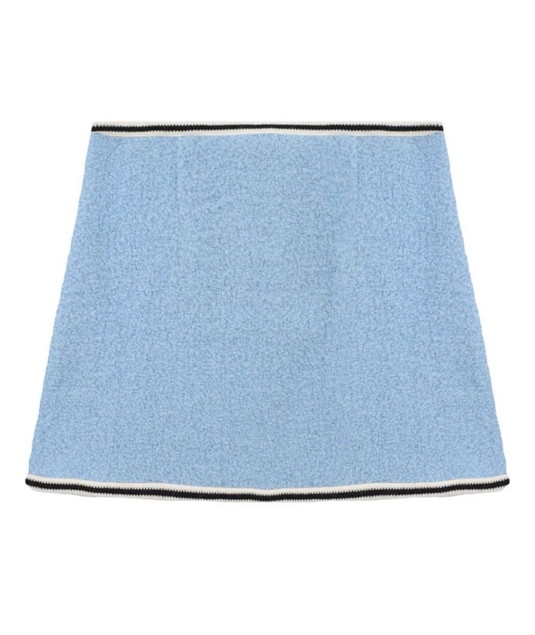 MIU MIU Голубая шерстяная юбка мини, фото 2