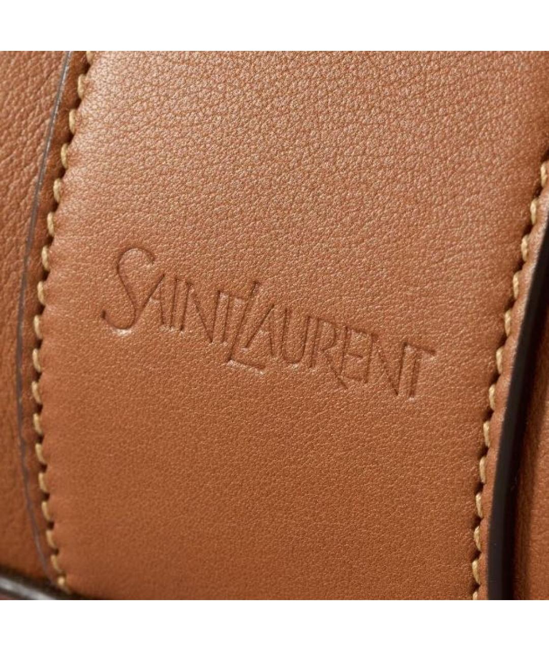SAINT LAURENT Коричневая кожаная сумка тоут, фото 4