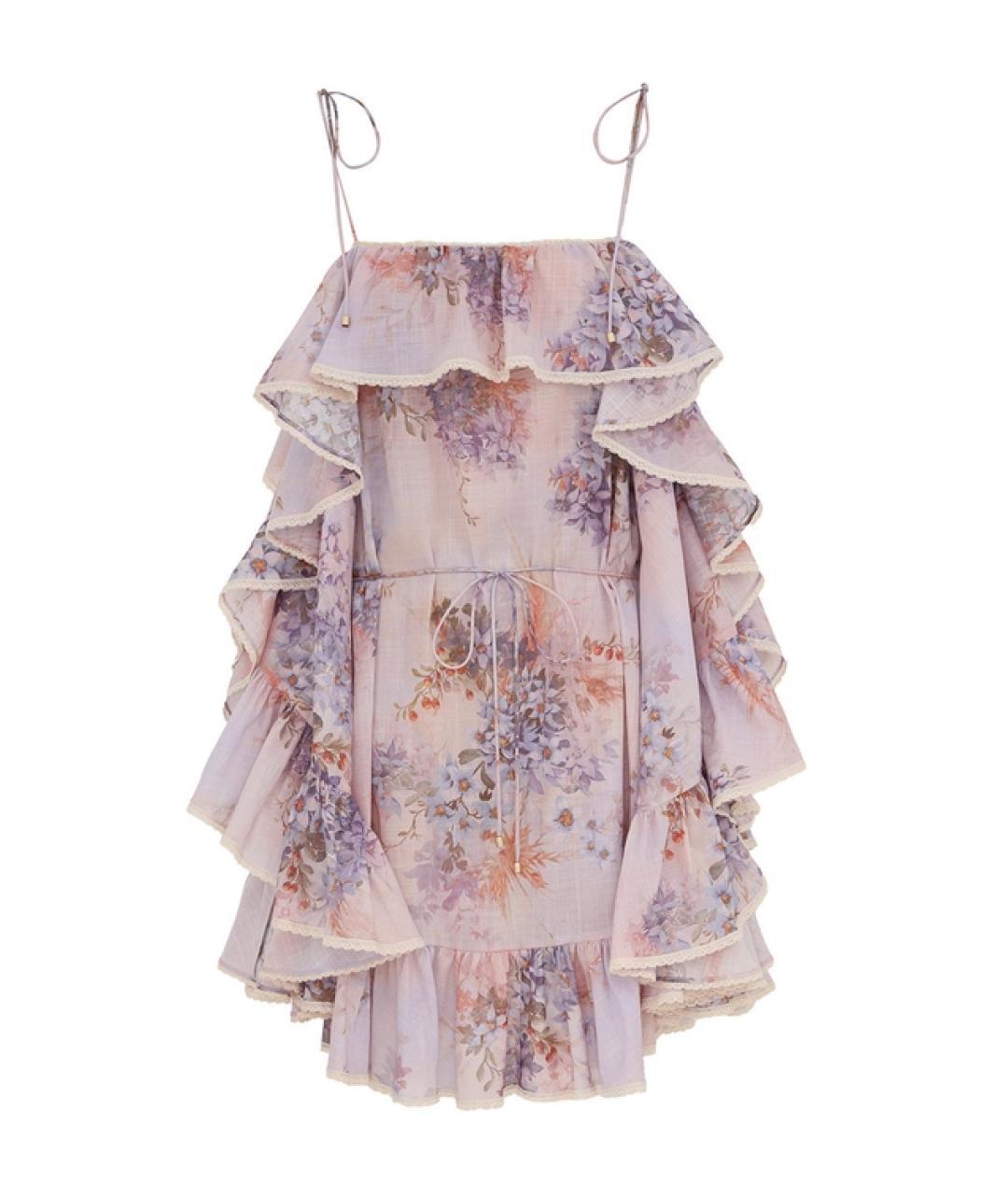 ZIMMERMANN Фиолетовое хлопковое повседневное платье, фото 1