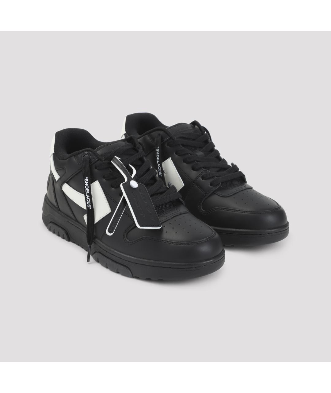 OFF-WHITE Черные кожаные низкие кроссовки / кеды, фото 3