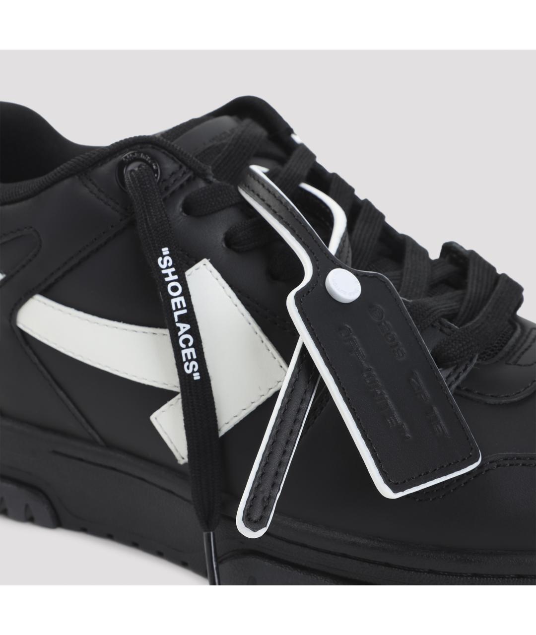 OFF-WHITE Черные кожаные низкие кроссовки / кеды, фото 4