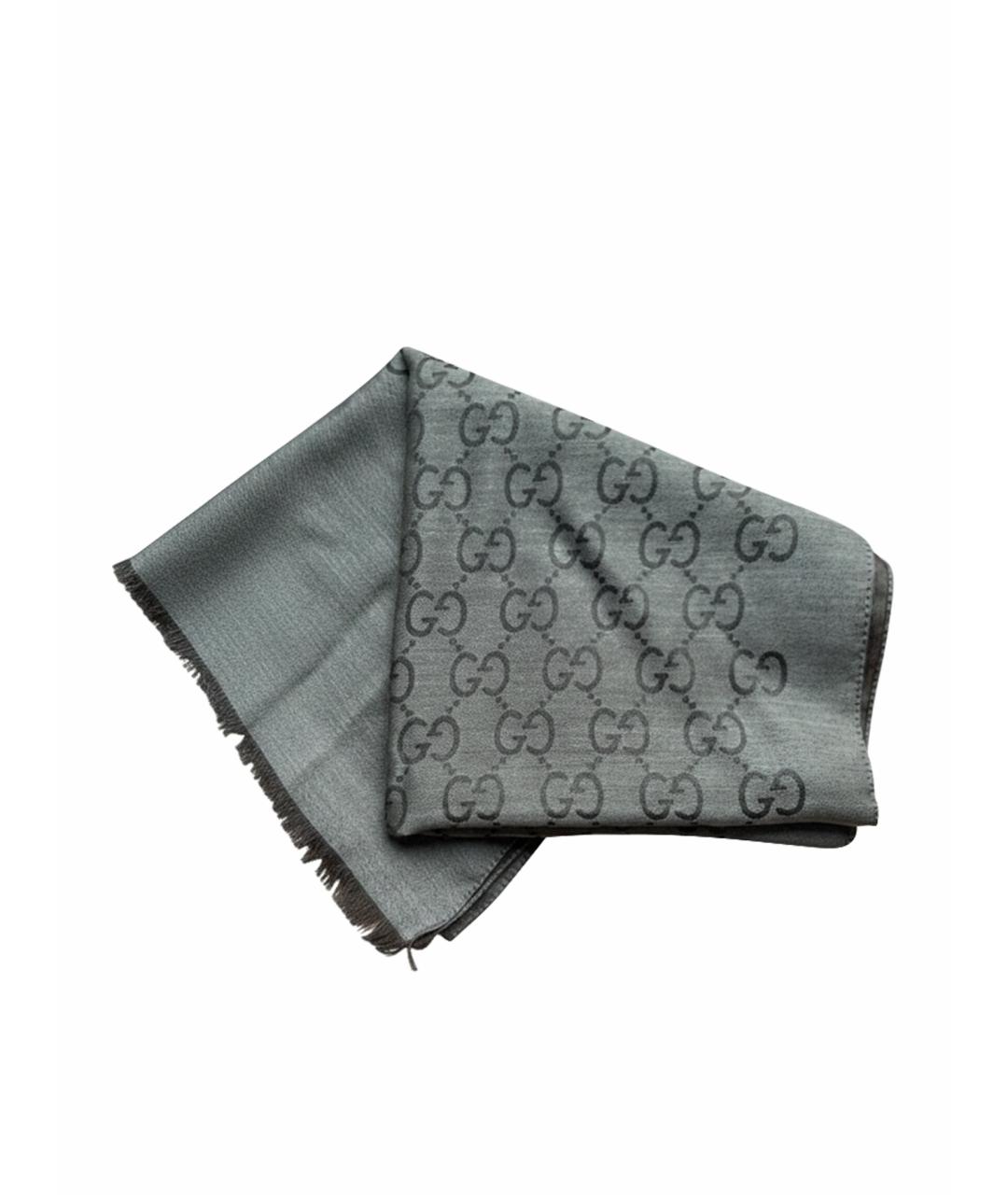 GUCCI Коричневый шелковый шарф, фото 1