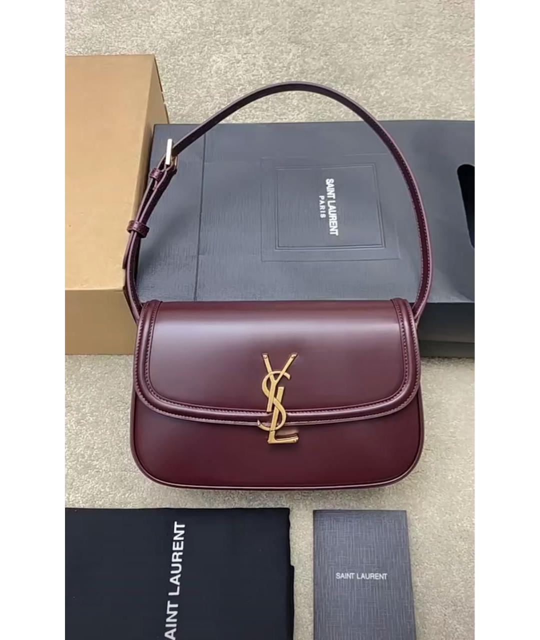 SAINT LAURENT Бордовая кожаная сумка через плечо, фото 8