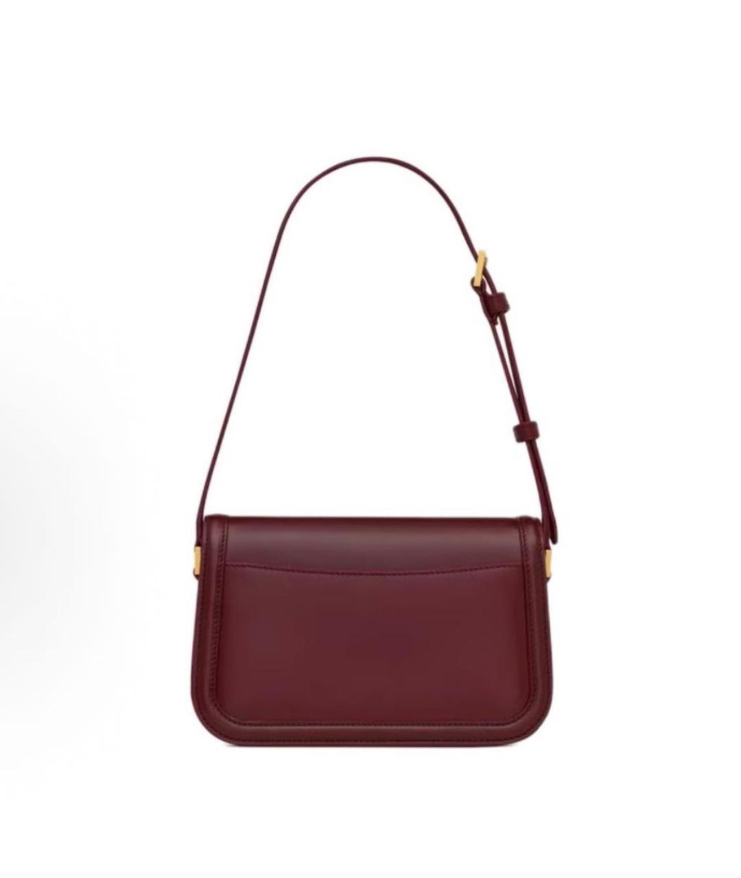 SAINT LAURENT Бордовая кожаная сумка через плечо, фото 4