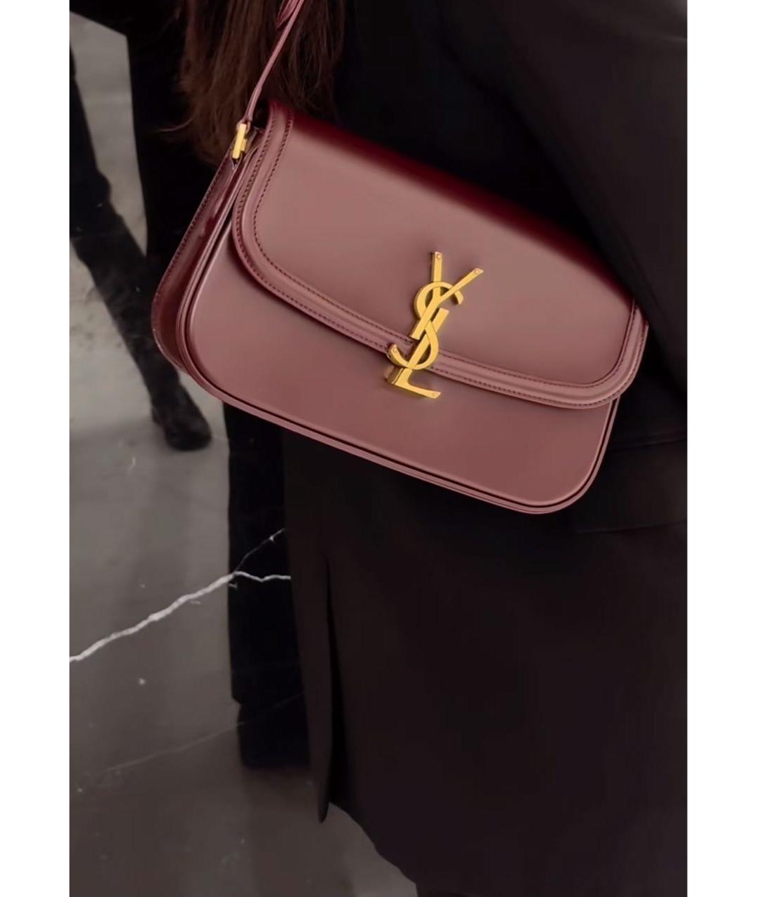 SAINT LAURENT Бордовая кожаная сумка через плечо, фото 7