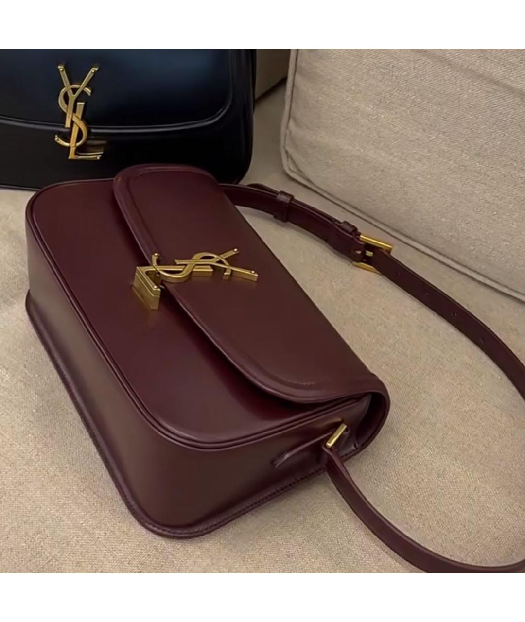 SAINT LAURENT Бордовая кожаная сумка через плечо, фото 6