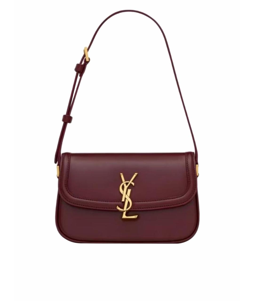 SAINT LAURENT Бордовая кожаная сумка через плечо, фото 1