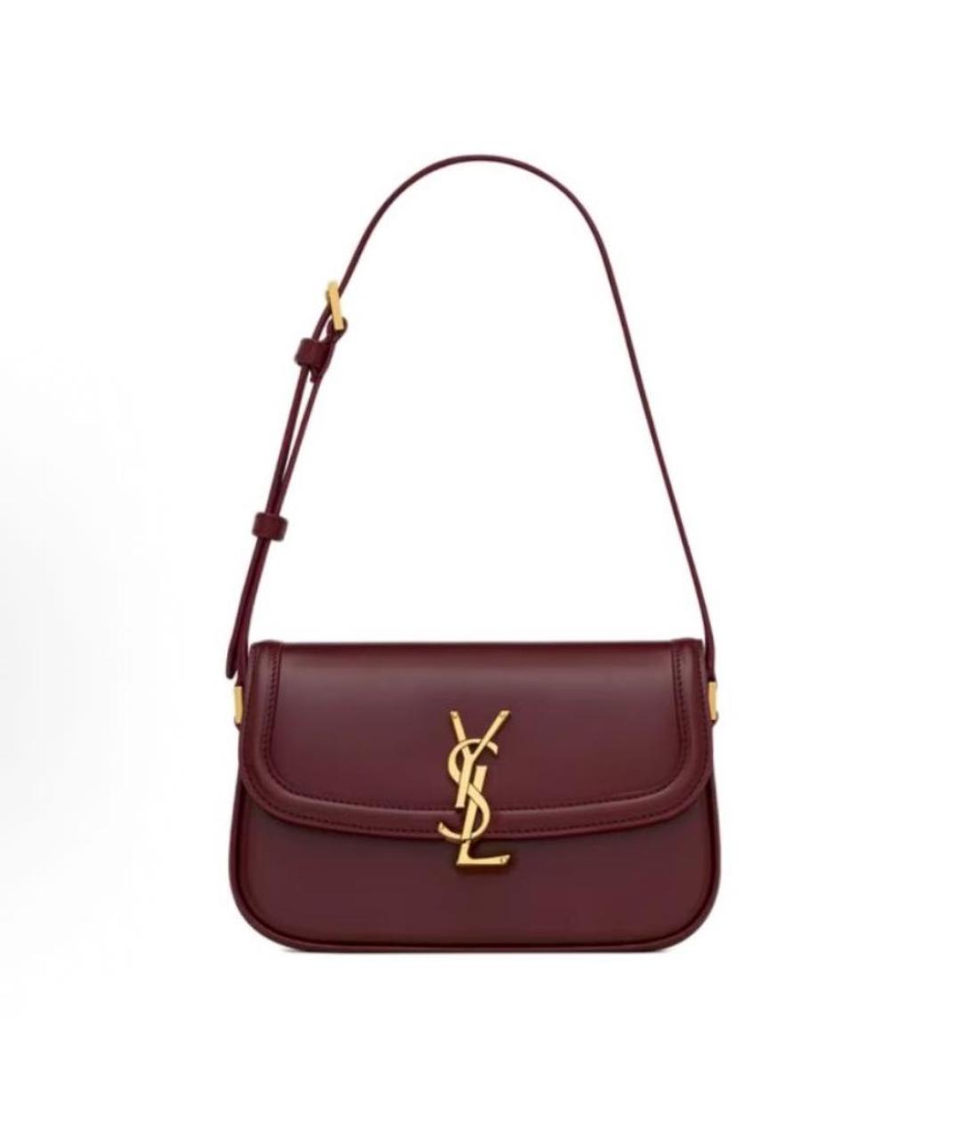SAINT LAURENT Бордовая кожаная сумка через плечо, фото 9