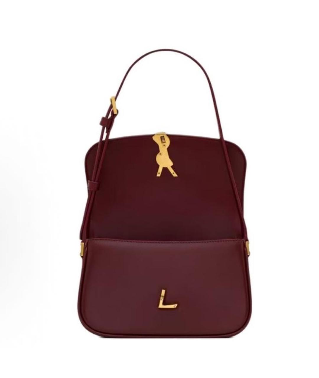 SAINT LAURENT Бордовая кожаная сумка через плечо, фото 5
