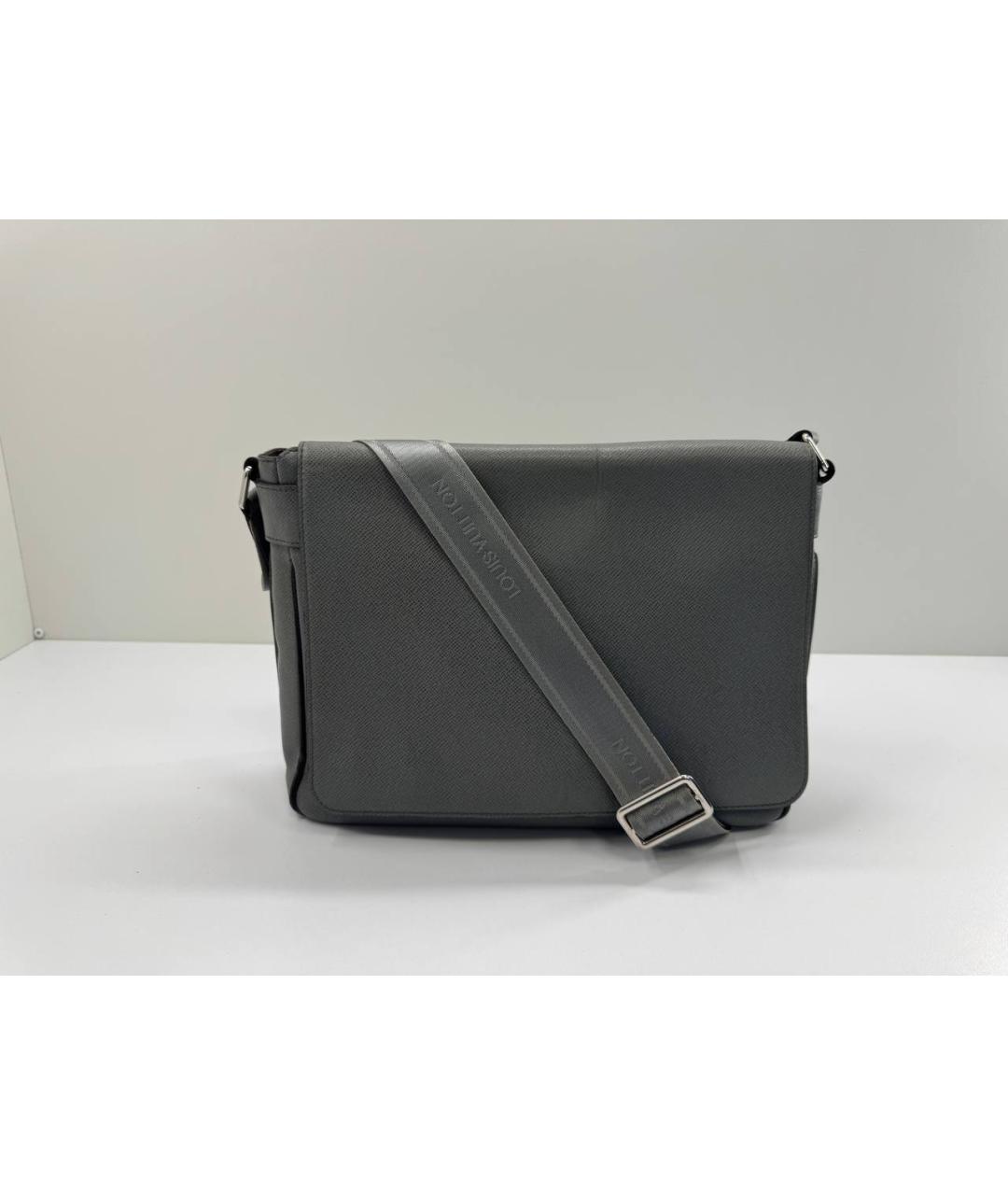 LOUIS VUITTON Серая кожаная сумка на плечо, фото 10