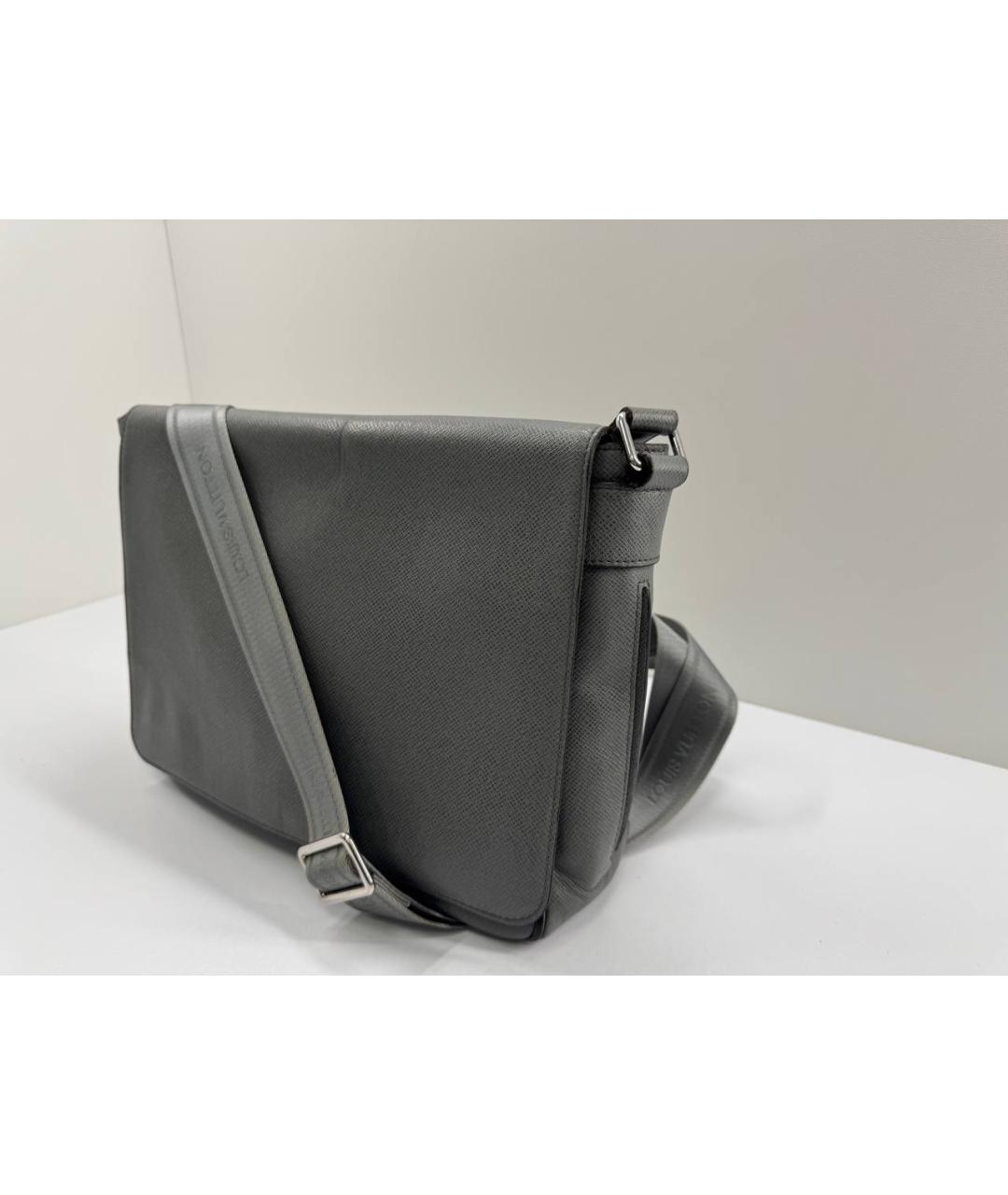 LOUIS VUITTON Серая кожаная сумка на плечо, фото 3