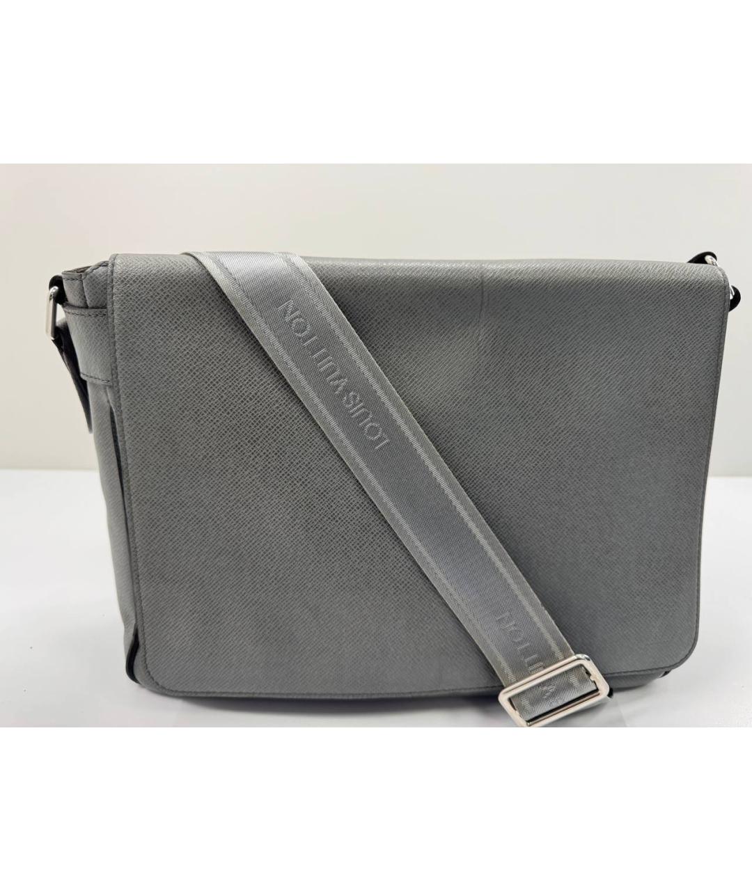 LOUIS VUITTON Серая кожаная сумка на плечо, фото 2