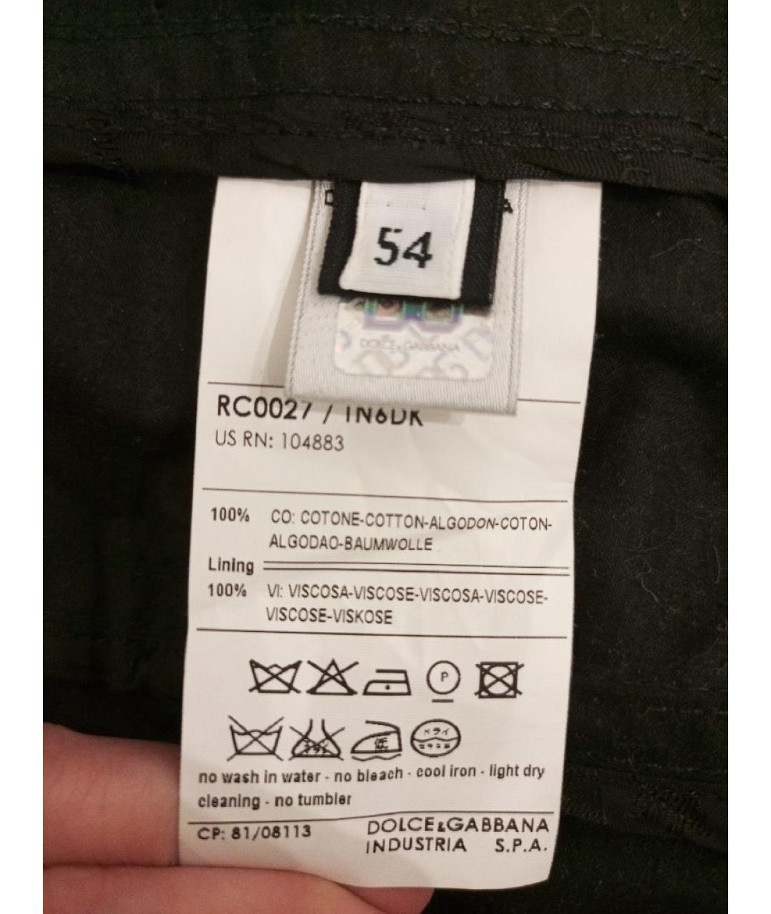 DOLCE&GABBANA Черный хлопковый тренч / плащ, фото 4