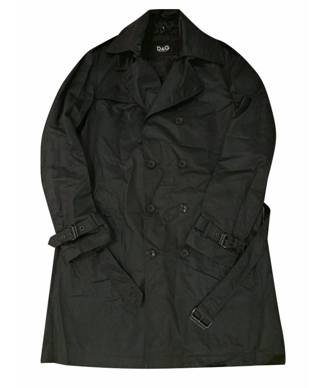 DOLCE&GABBANA Черный хлопковый тренч / плащ, фото 1