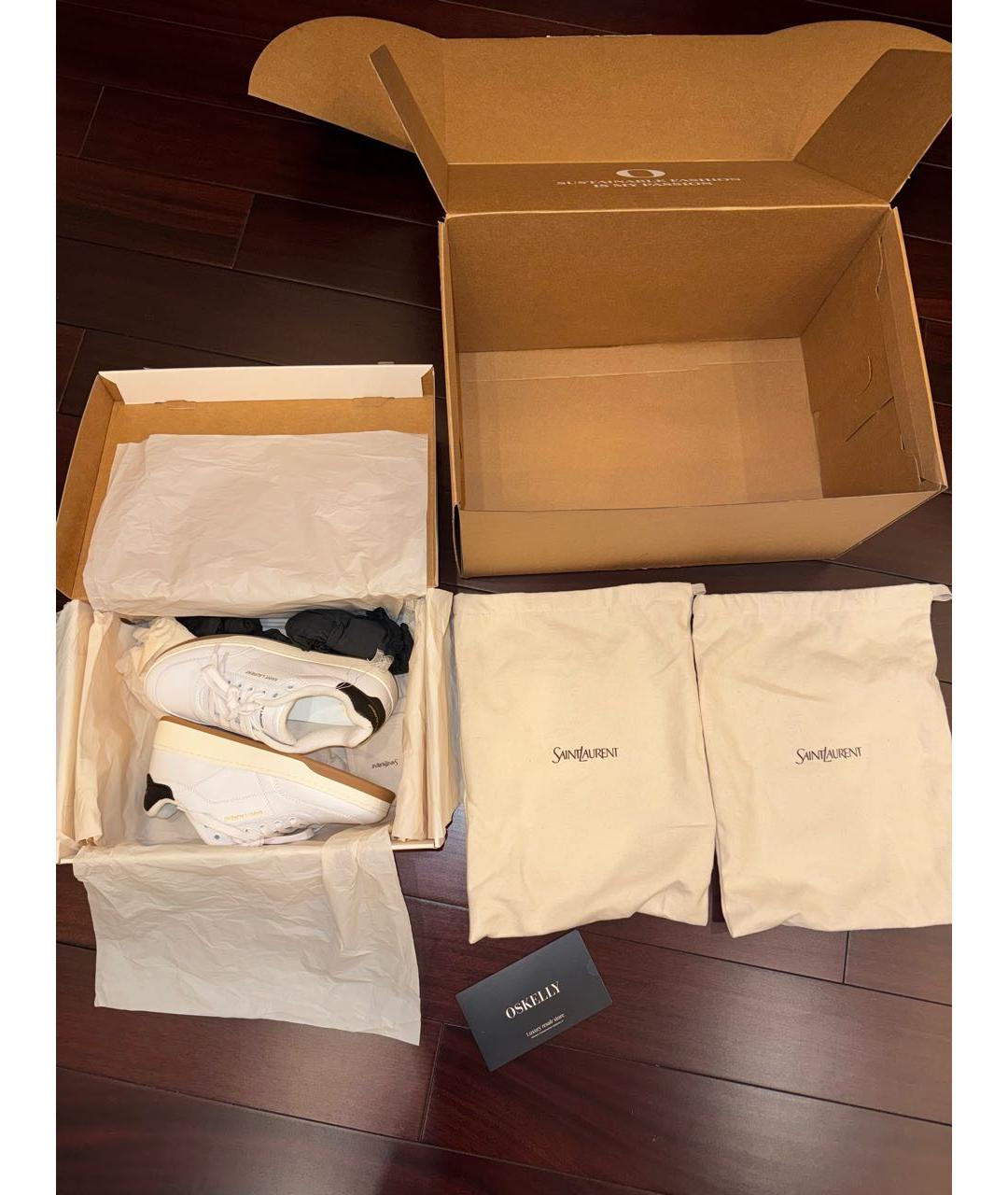 SAINT LAURENT Белые кожаные кроссовки, фото 7