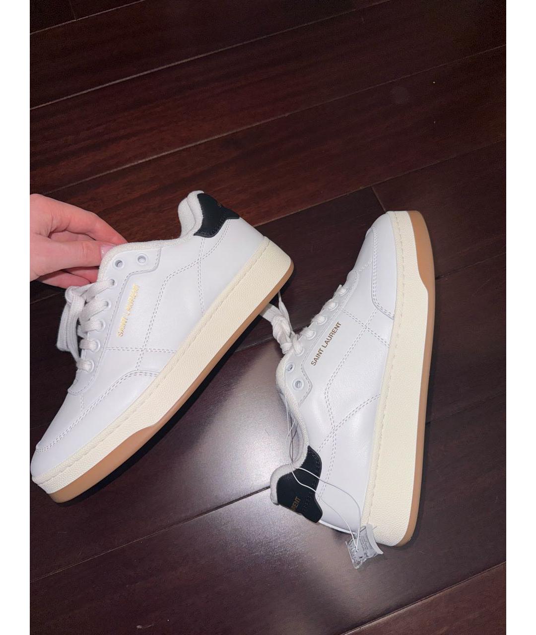 SAINT LAURENT Белые кожаные кроссовки, фото 6