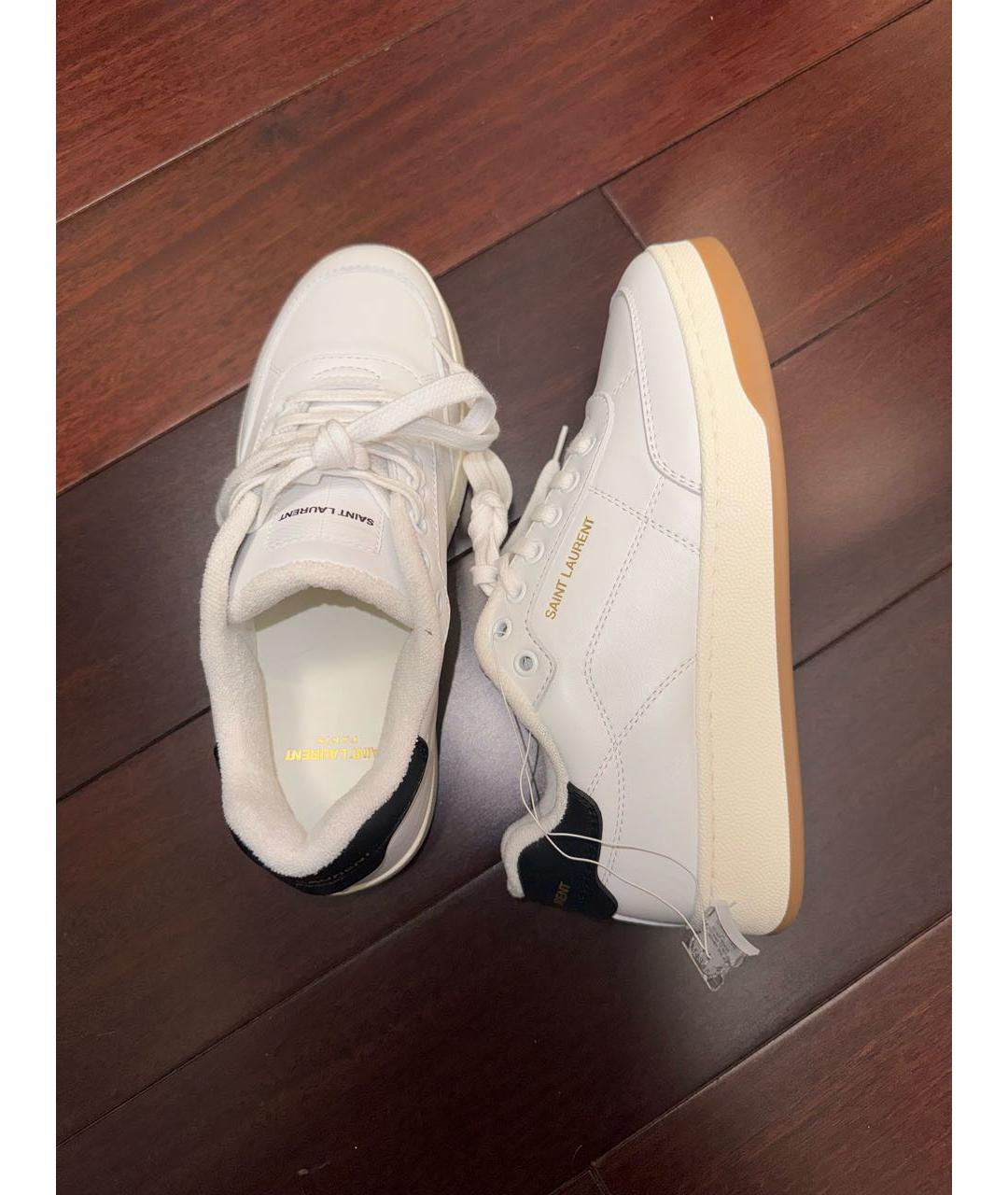 SAINT LAURENT Белые кожаные кроссовки, фото 5
