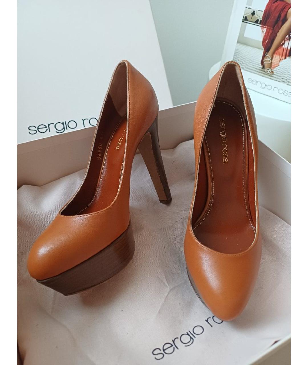 SERGIO ROSSI Коричневые кожаные туфли, фото 3