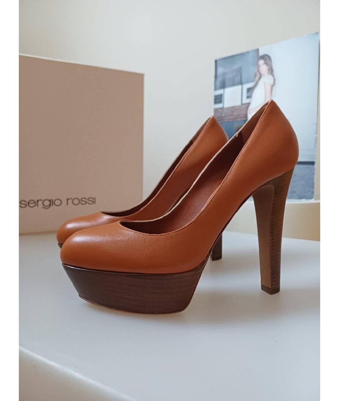 SERGIO ROSSI Коричневые кожаные туфли, фото 2